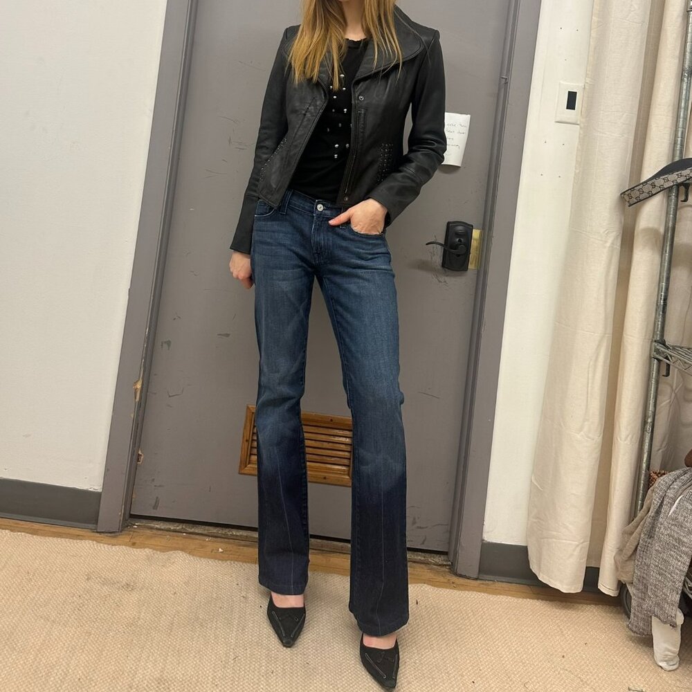 7 FOR ALL MANKIND FLARE LOW RISE JEANS